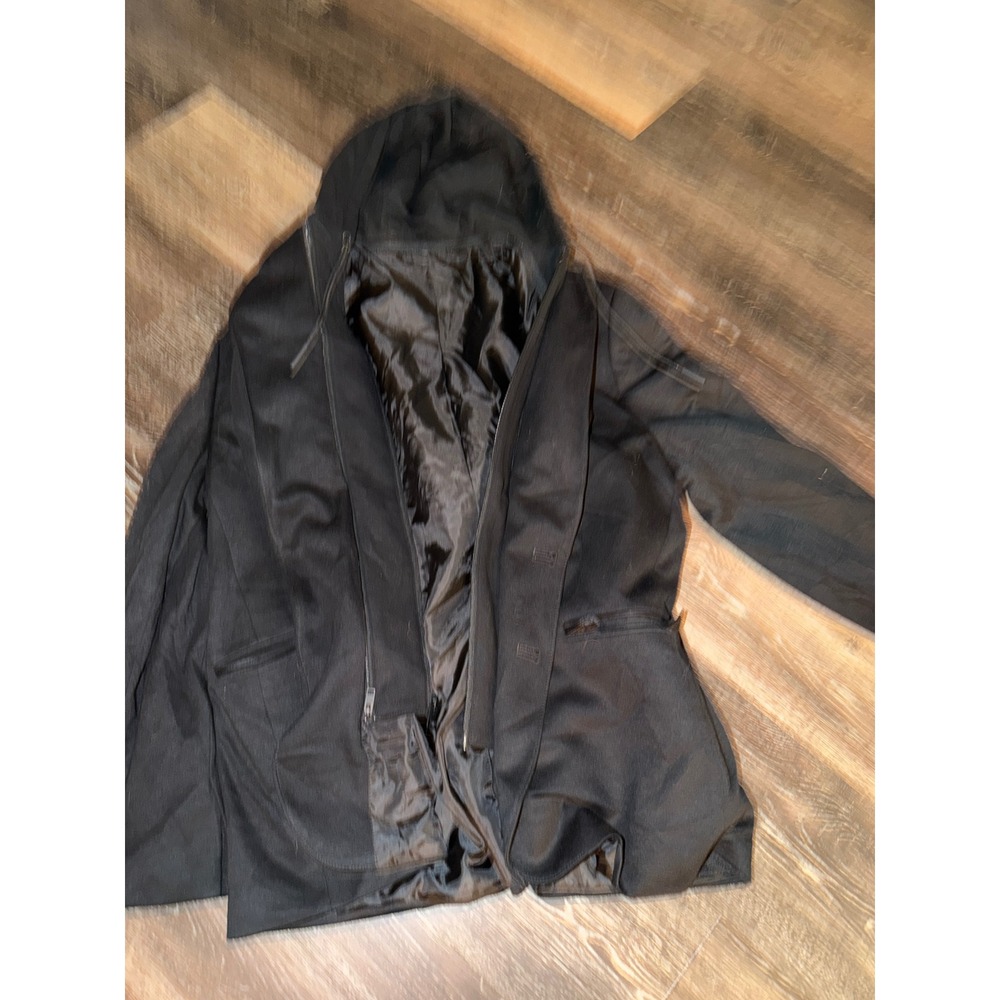 Express Mens Slim Fit Hooded Blazer Jacket‎ Black Removable Bib Layered Coat